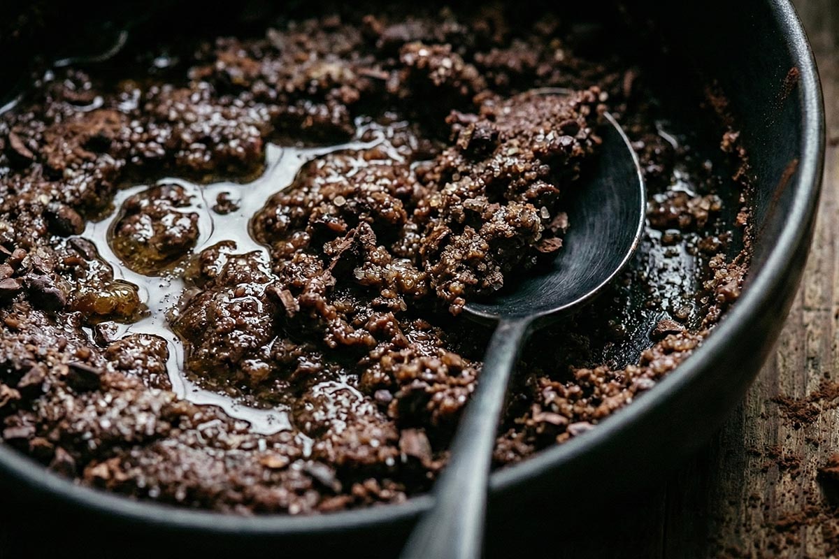 Split ganache showing fat separation