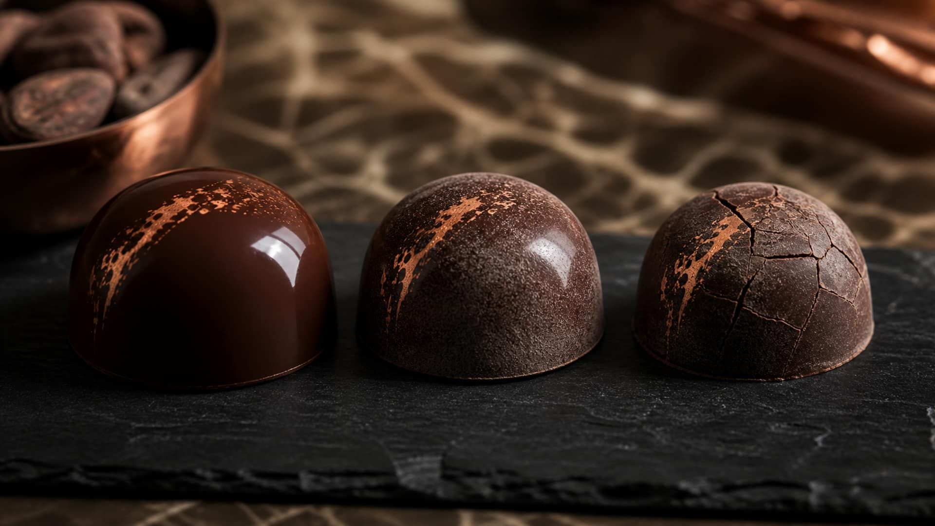 Various confectionery products showing aging stages