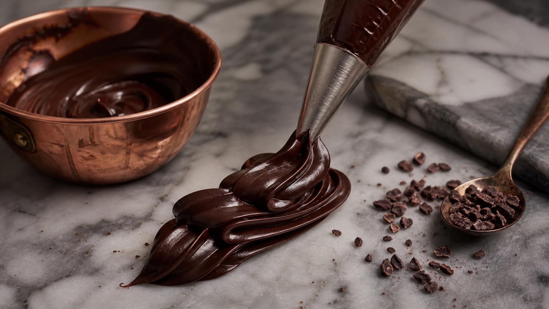 Professional dark chocolate ganache